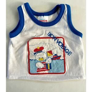 Vintage Playstuff Baby Ringer Tank Top 9 Months Bon‎ Voyage Duck Ship 80s Retro
